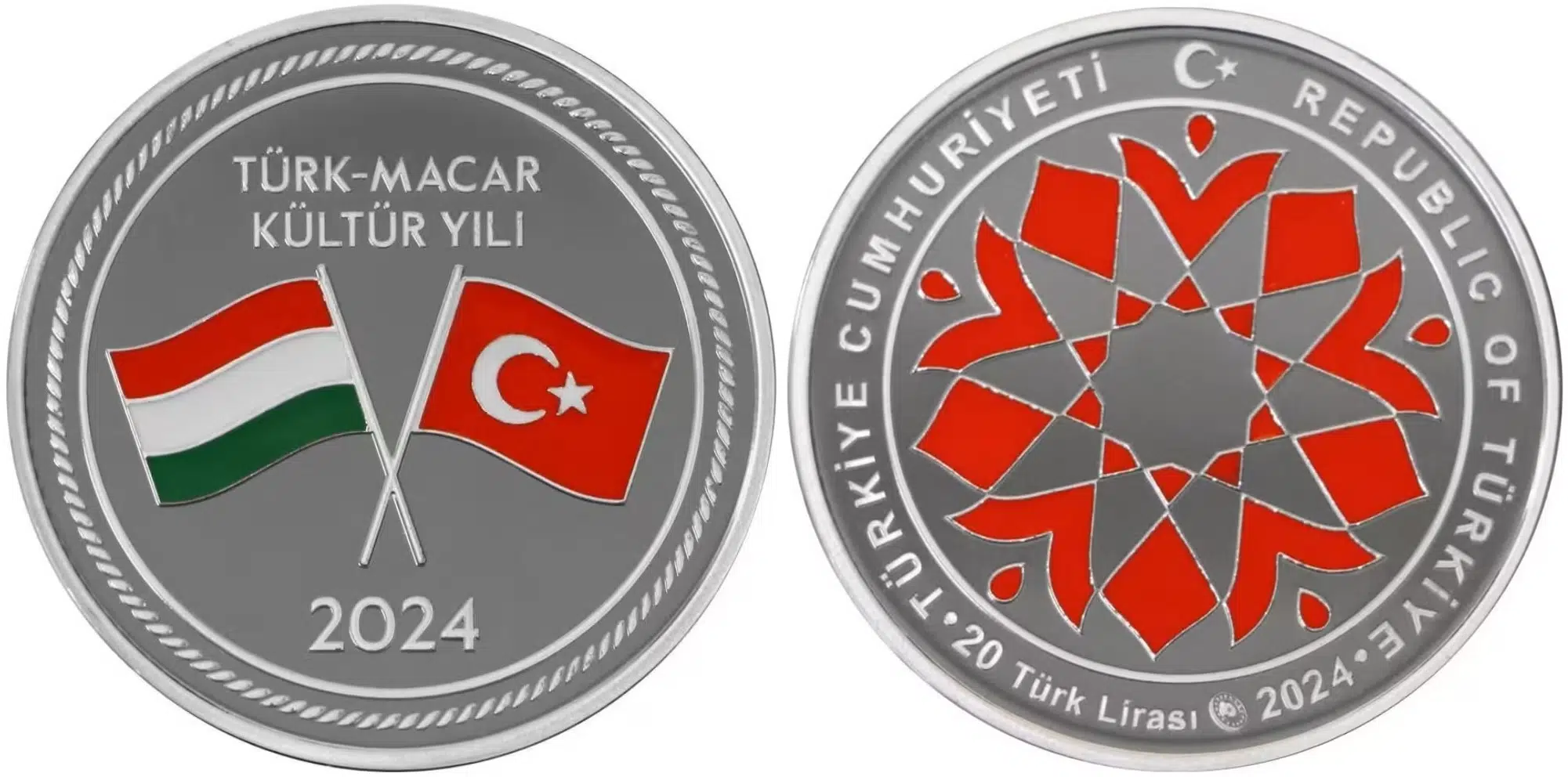 DARPHANE TÜRK-MACAR KÜLTÜR YILI 20 LİRA 2024 GÜMÜŞ HATIRA. 5000 BASKI. SERTİFİKALI 31,1 gr ÇİL.