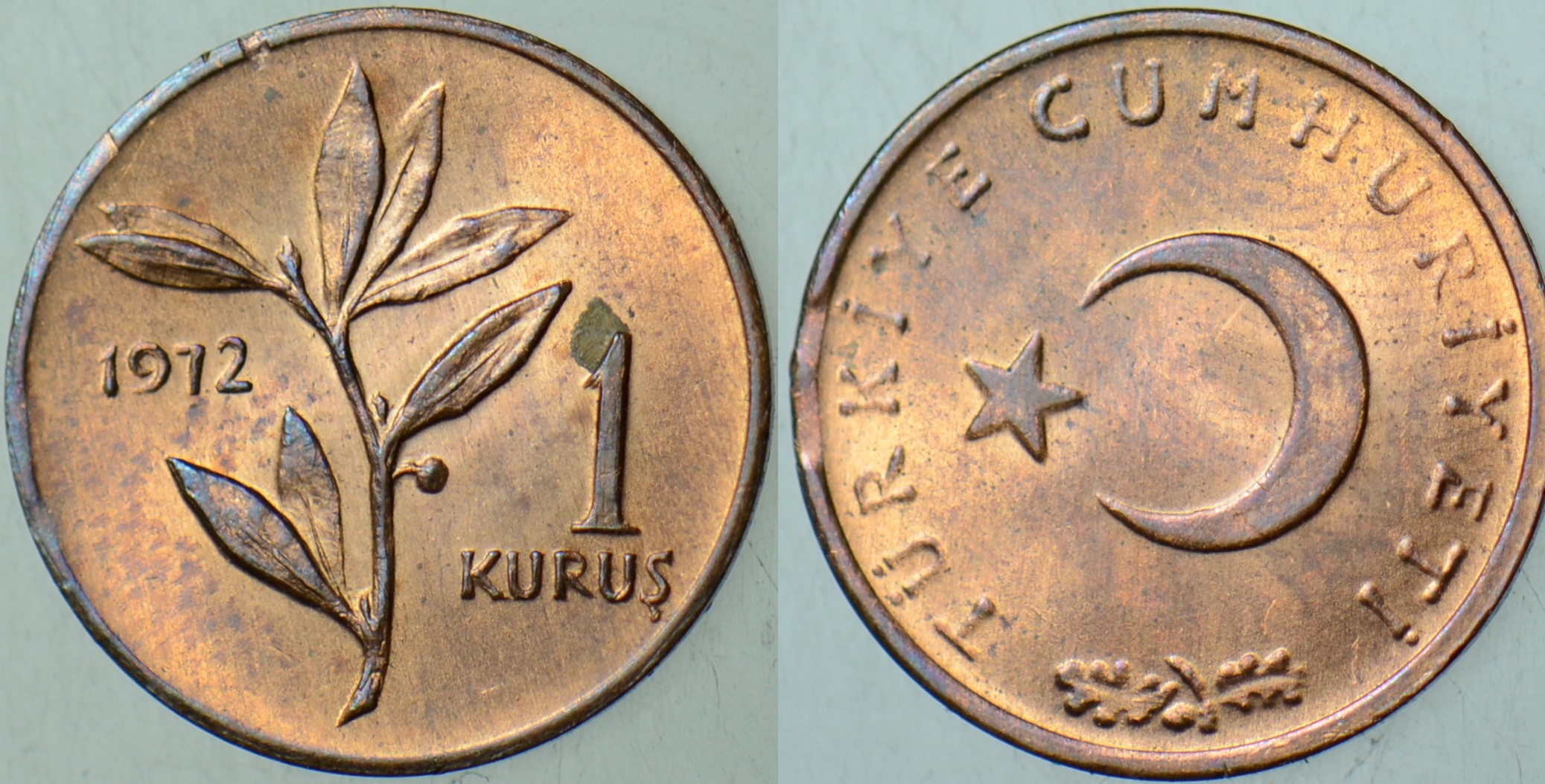 TÜRKİYE CUMHURİYETİ 1 KURUŞ 1972 ÇİL(-) KONDİSYON. AZ ÇIKAR.