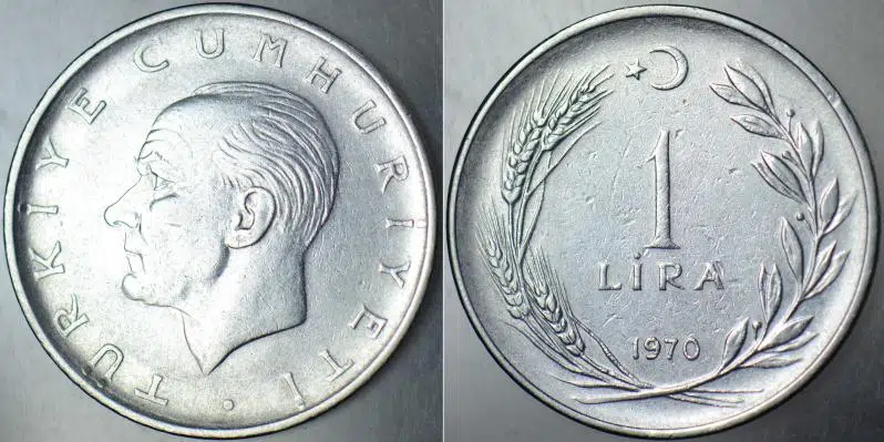 TÜRKİYE CUMHURİYETİ 1 LİRA 1970.