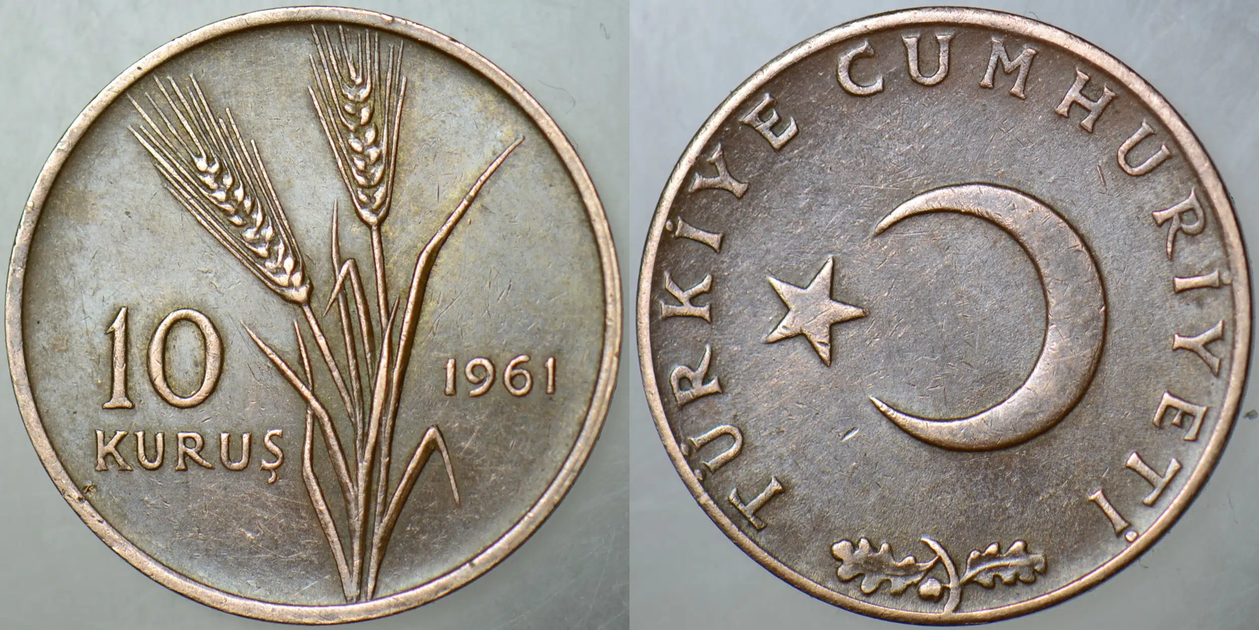 TÜRKİYE CUMHURİYETİ 10 KURUŞ 1961.