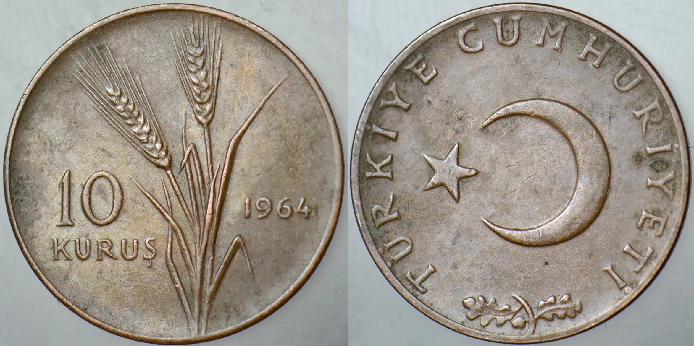 TÜRKİYE CUMHURİYETİ 10 KURUŞ 1964.