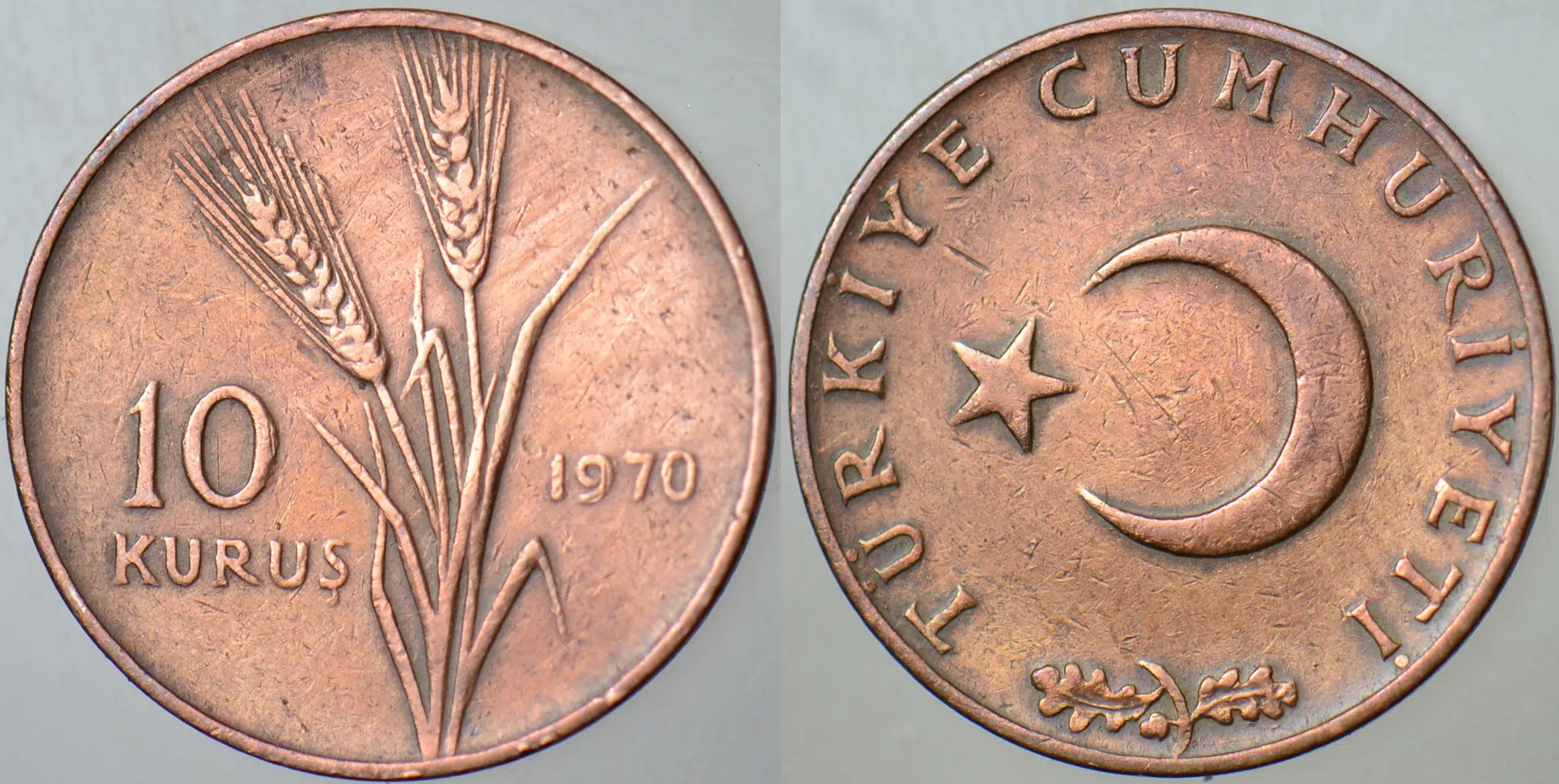 TÜRKİYE CUMHURİYETİ 10 KURUŞ 1970.