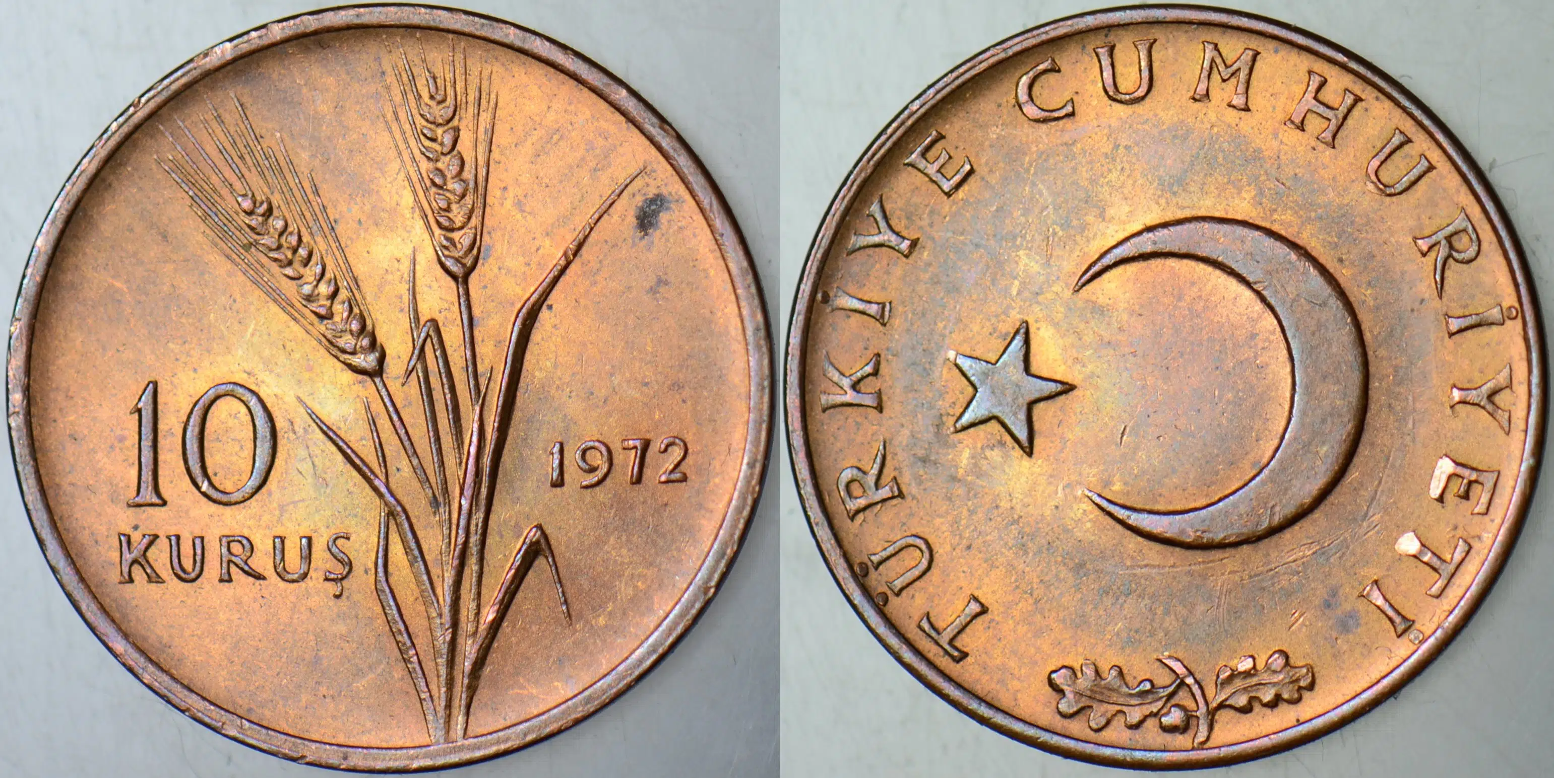 TÜRKİYE CUMHURİYETİ 10 KURUŞ 1972 ÇİLALTI+