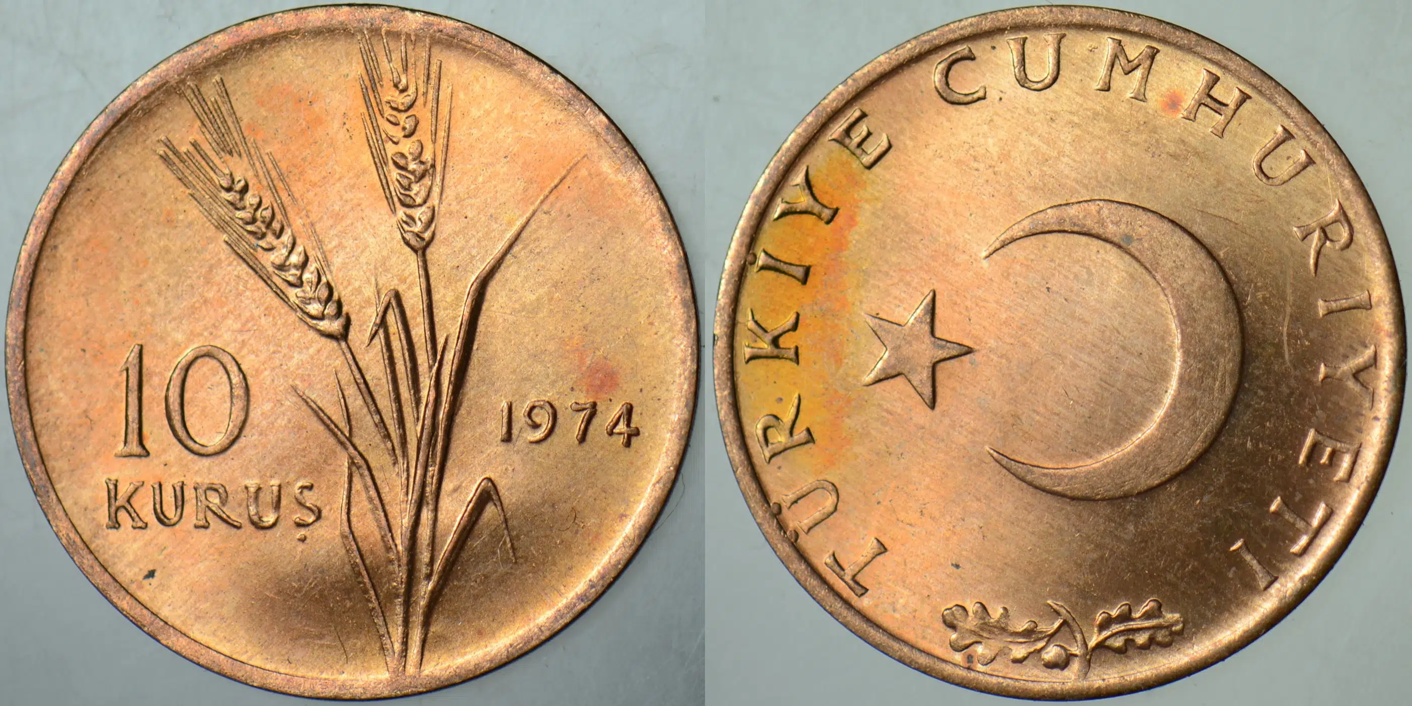 TÜRKİYE CUMHURİYETİ 10 KURUŞ 1974 ÇİL.