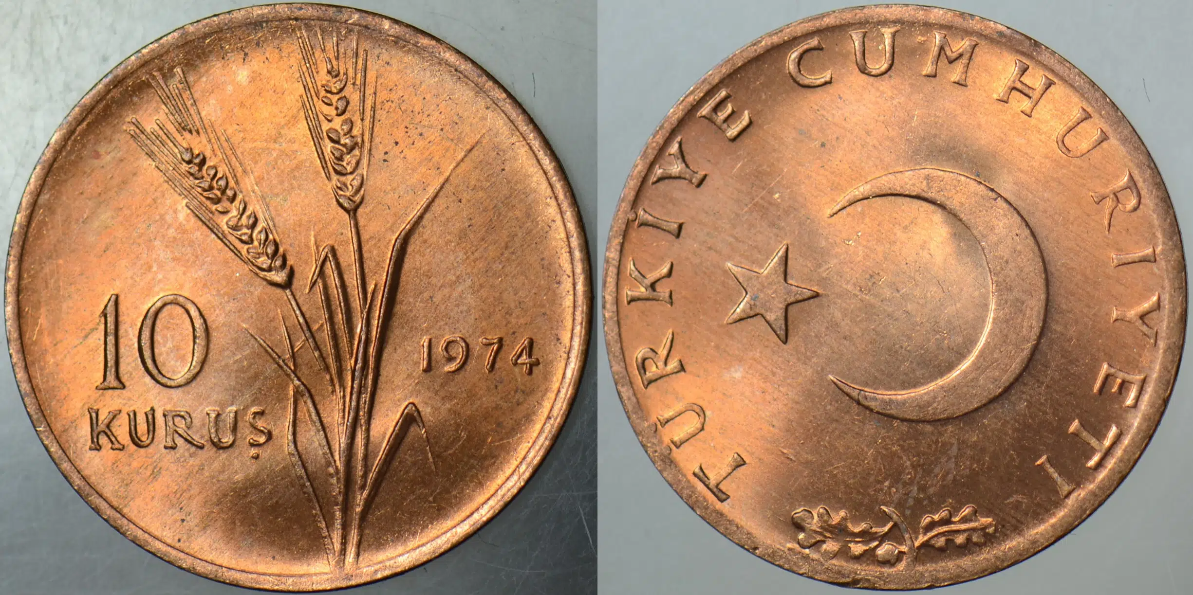 TÜRKİYE CUMHURİYETİ 10 KURUŞ 1974 ÇİL.