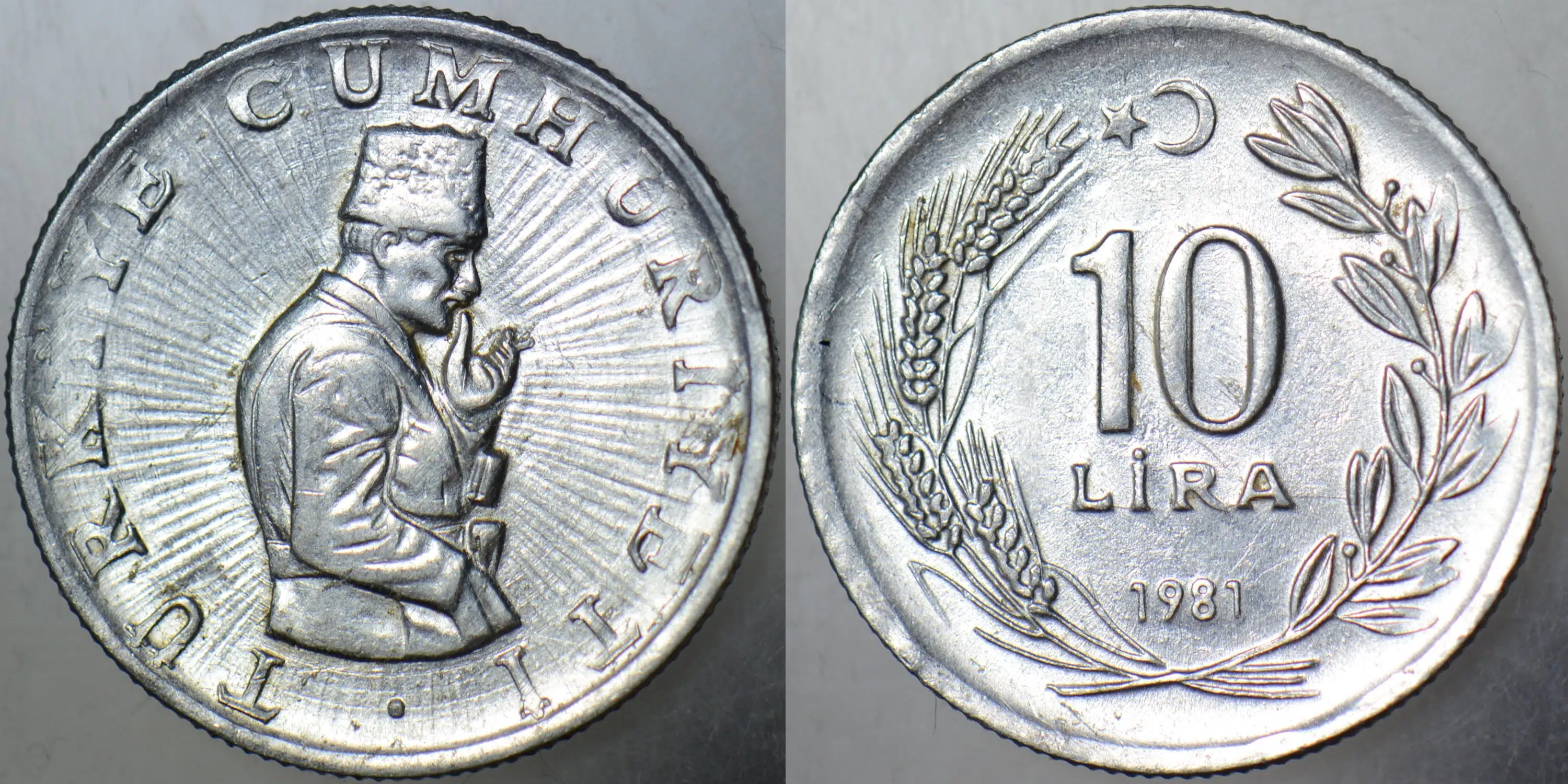TÜRKİYE CUMHURİYETİ 10 LİRA 1981.