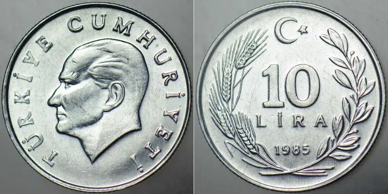 TÜRKİYE CUMHURİYETİ 10 LİRA 1985 ÇİLALTI+ KONDİSYON.