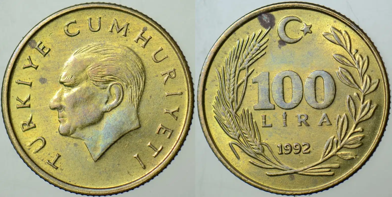 TÜRKİYE CUMHURİYETİ 100 LİRA 1992 ÇİLALTI.