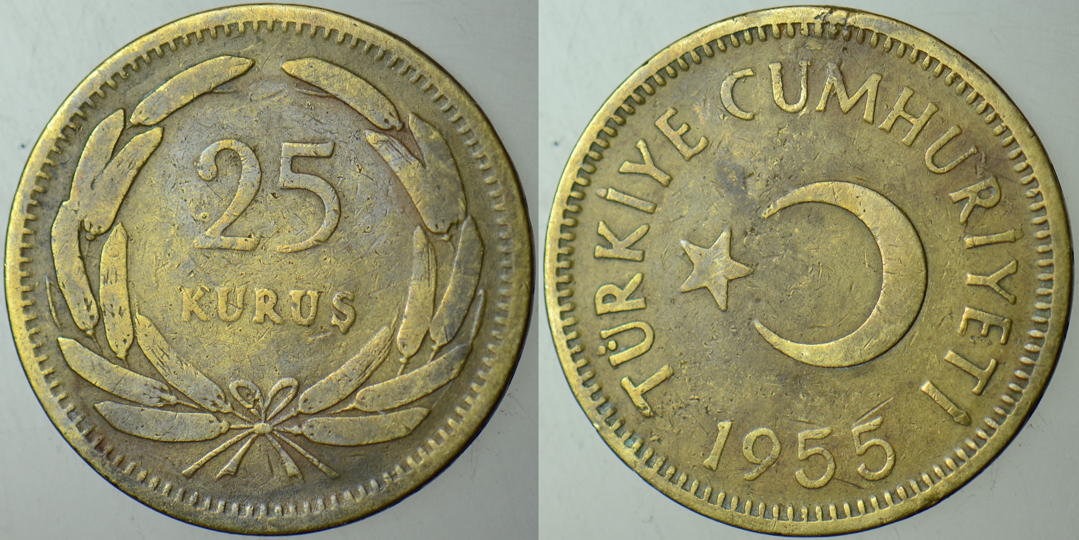 TÜRKİYE CUMHURİYETİ 25 KURUŞ 1955.