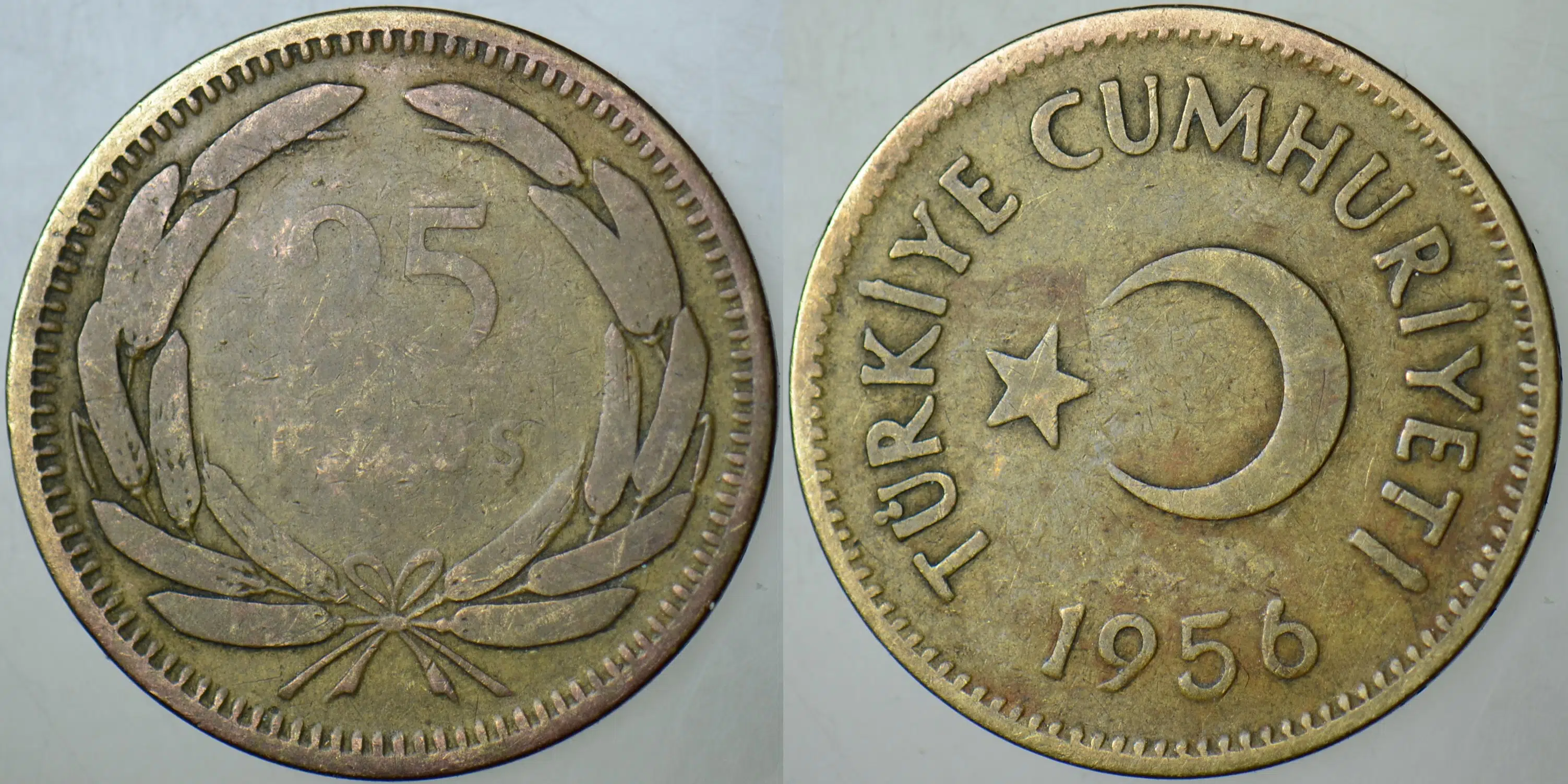 TÜRKİYE CUMHURİYETİ 25 KURUŞ 1956.