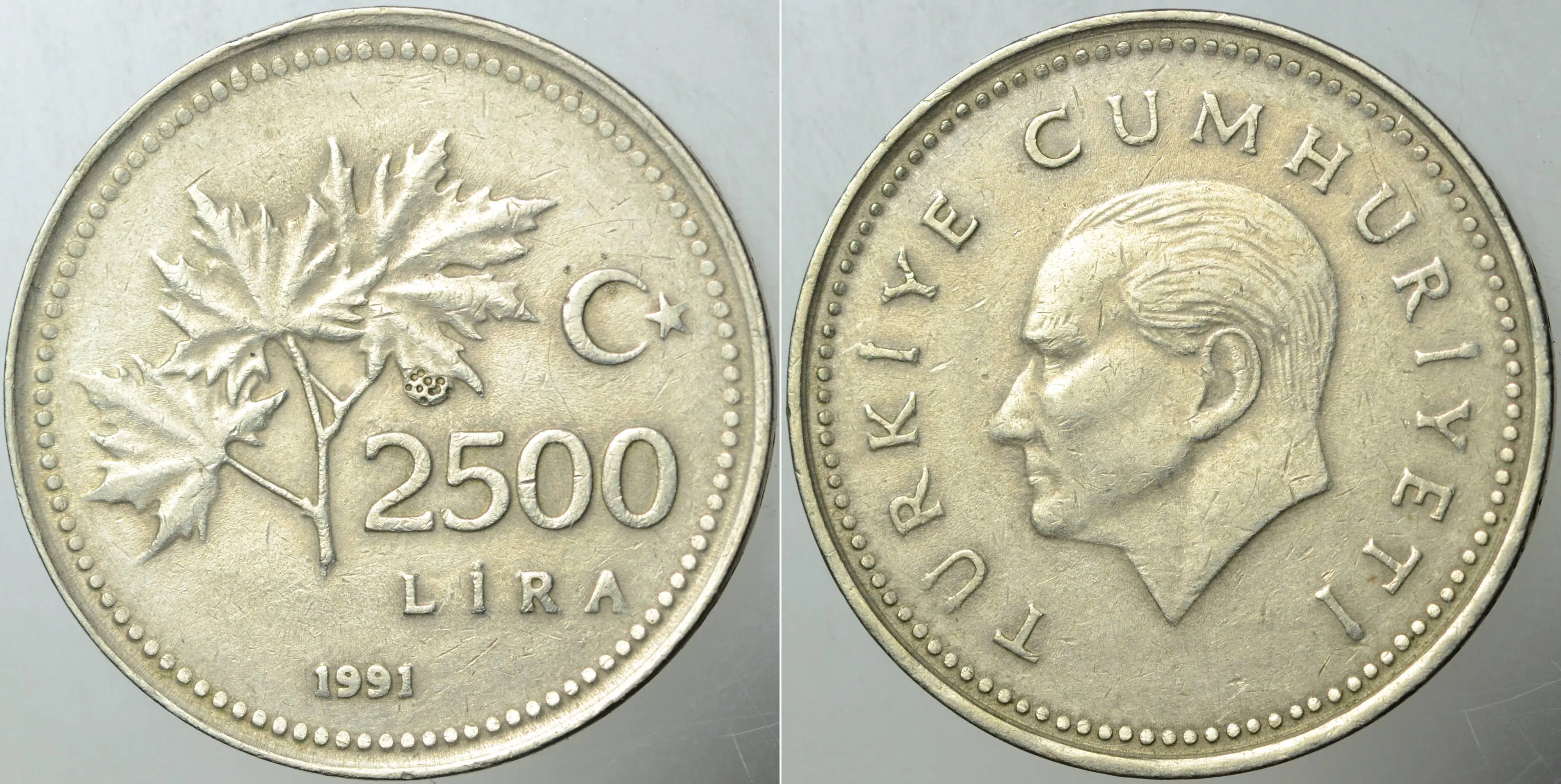 TÜRKİYE CUMHURİYETİ 2500 LİRA 1991.
