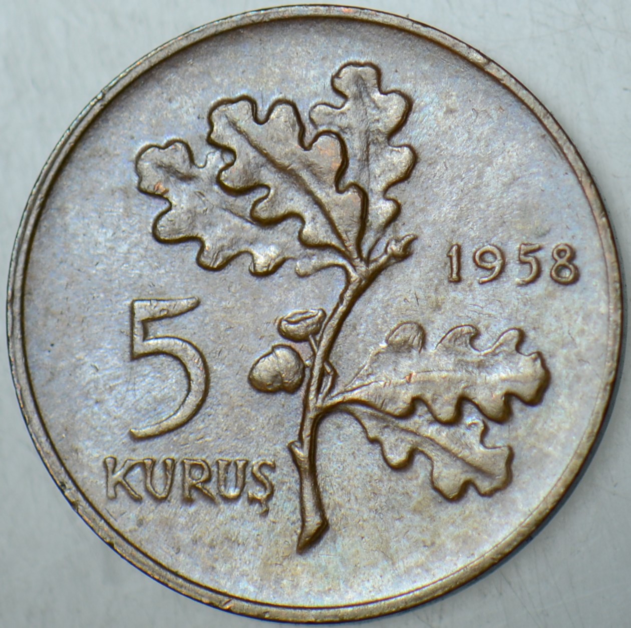 TÜRKİYE CUMHURİYETİ 5 KURUŞ 1958 NADİR TARİH.