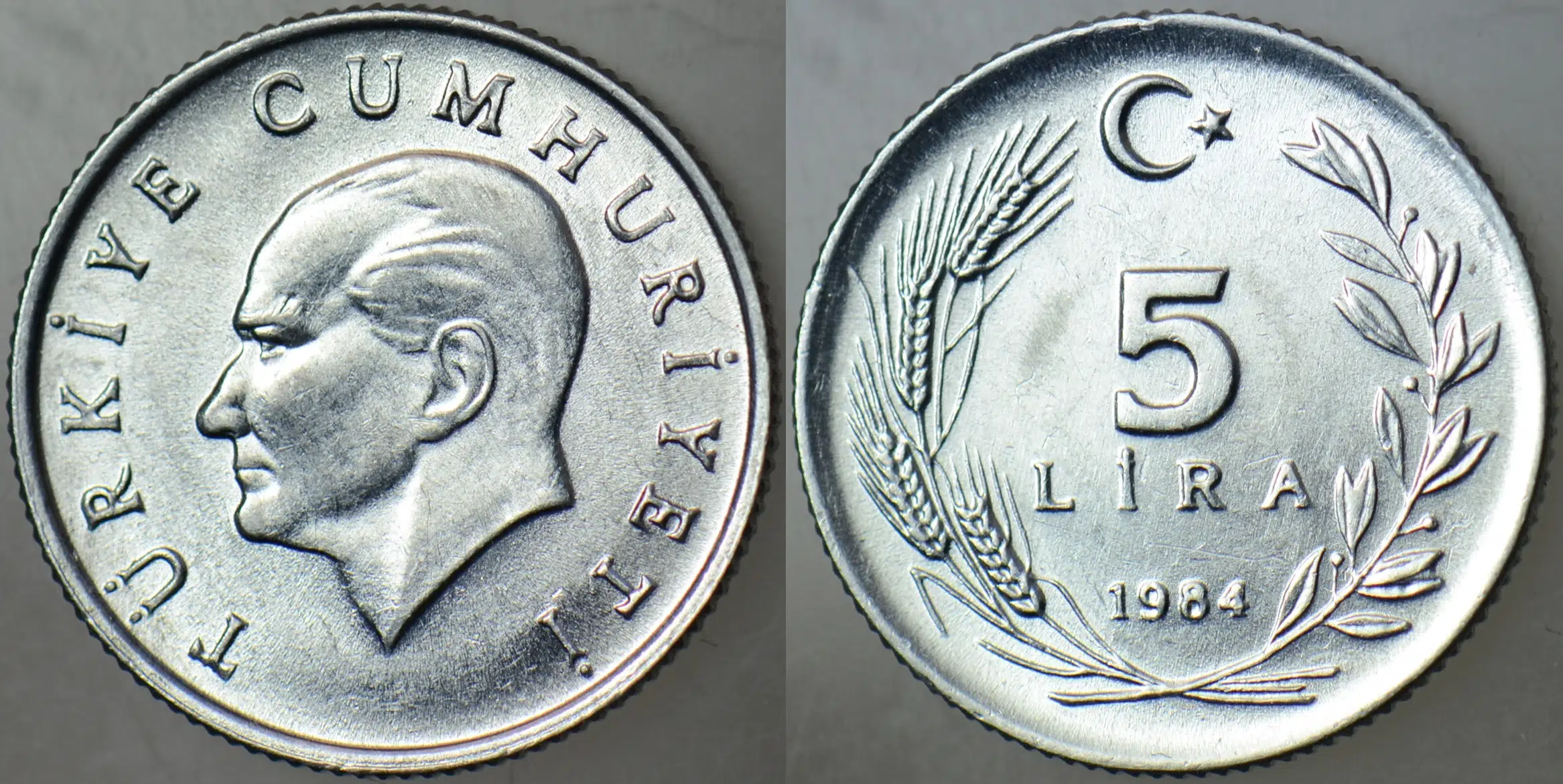 TÜRKİYE CUMHURİYETİ 5 LİRA 1984 AZ ÇIKAN TARİH. ÇİL(-)