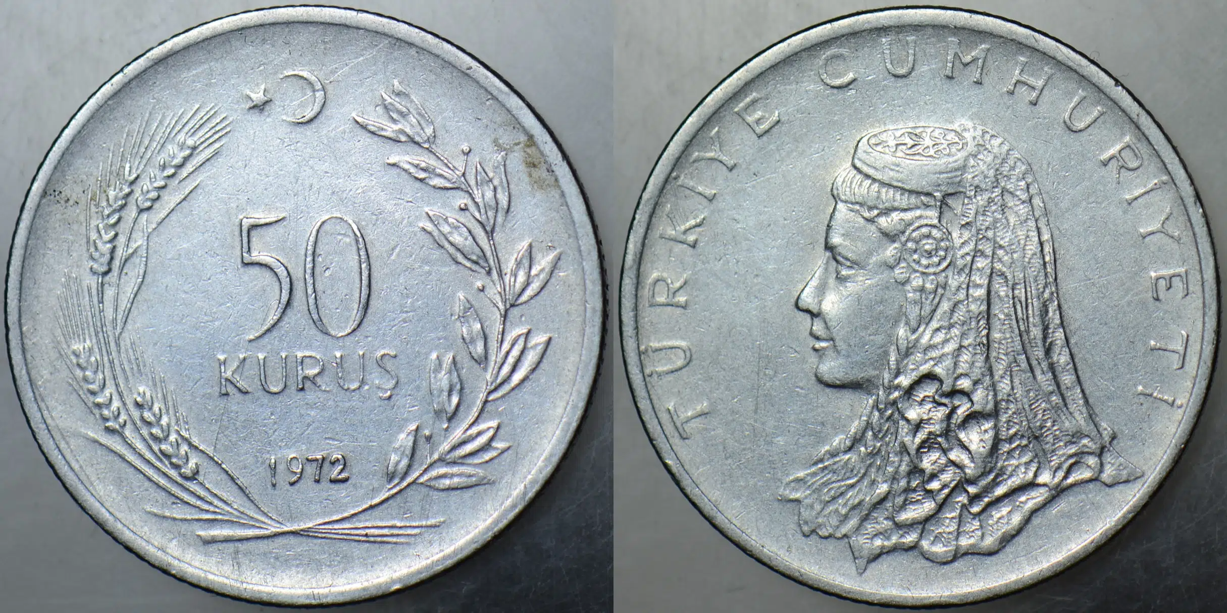 TÜRKİYE CUMHURİYETİ 50 KURUŞ 1972.