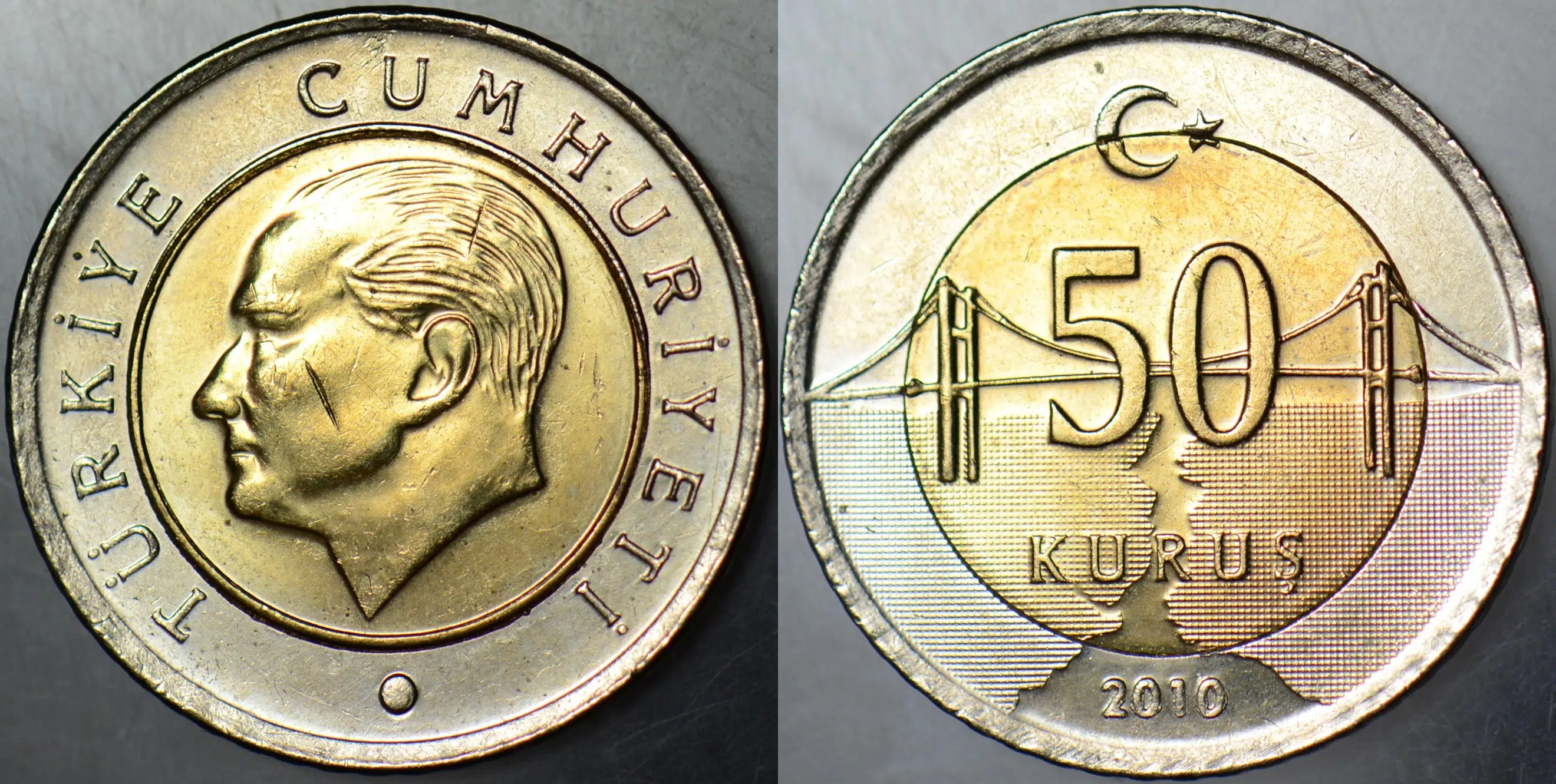 TÜRKİYE CUMHURİYETİ 50 KURUŞ 2010 ÇİL(-)