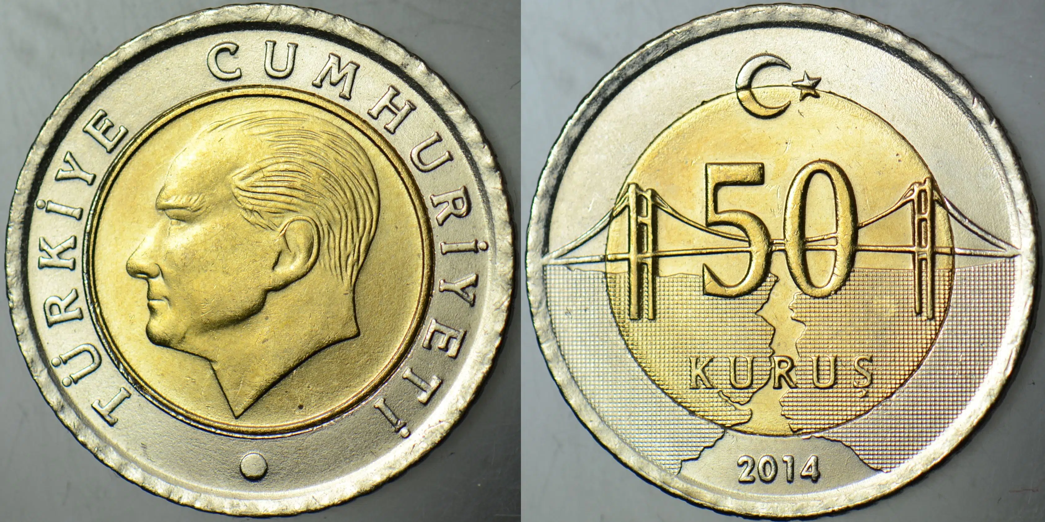 TÜRKİYE CUMHURİYETİ 50 KURUŞ 2014 ÇİL.