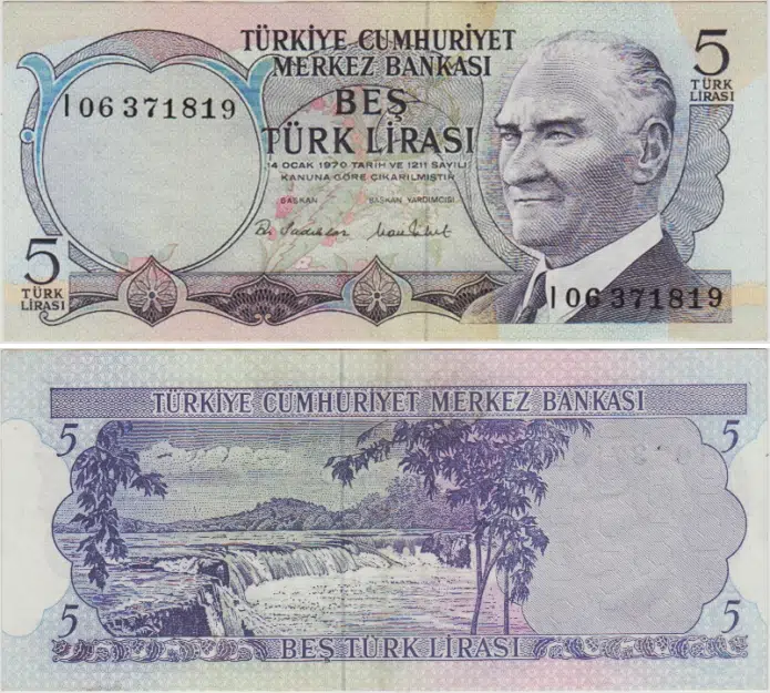 TÜRKİYE CUMHURİYETİ 6. EMİSYON 5 LİRA I06 SERİ. ÇİLALTI(-) KONDİSYON.