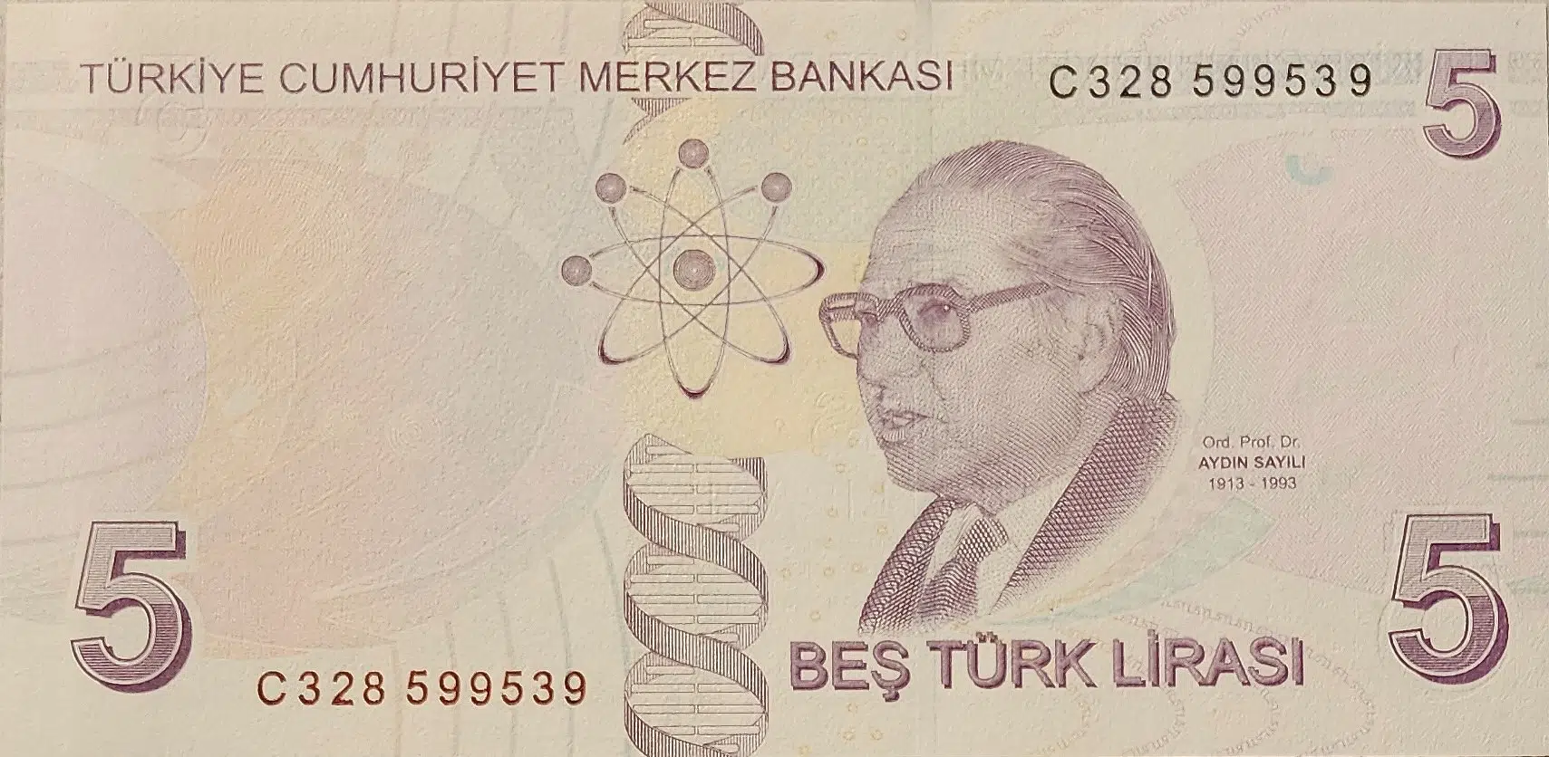 TÜRKİYE CUMHURİYETİ 9. EMİSYON 5 LİRA C328 ÇİL.