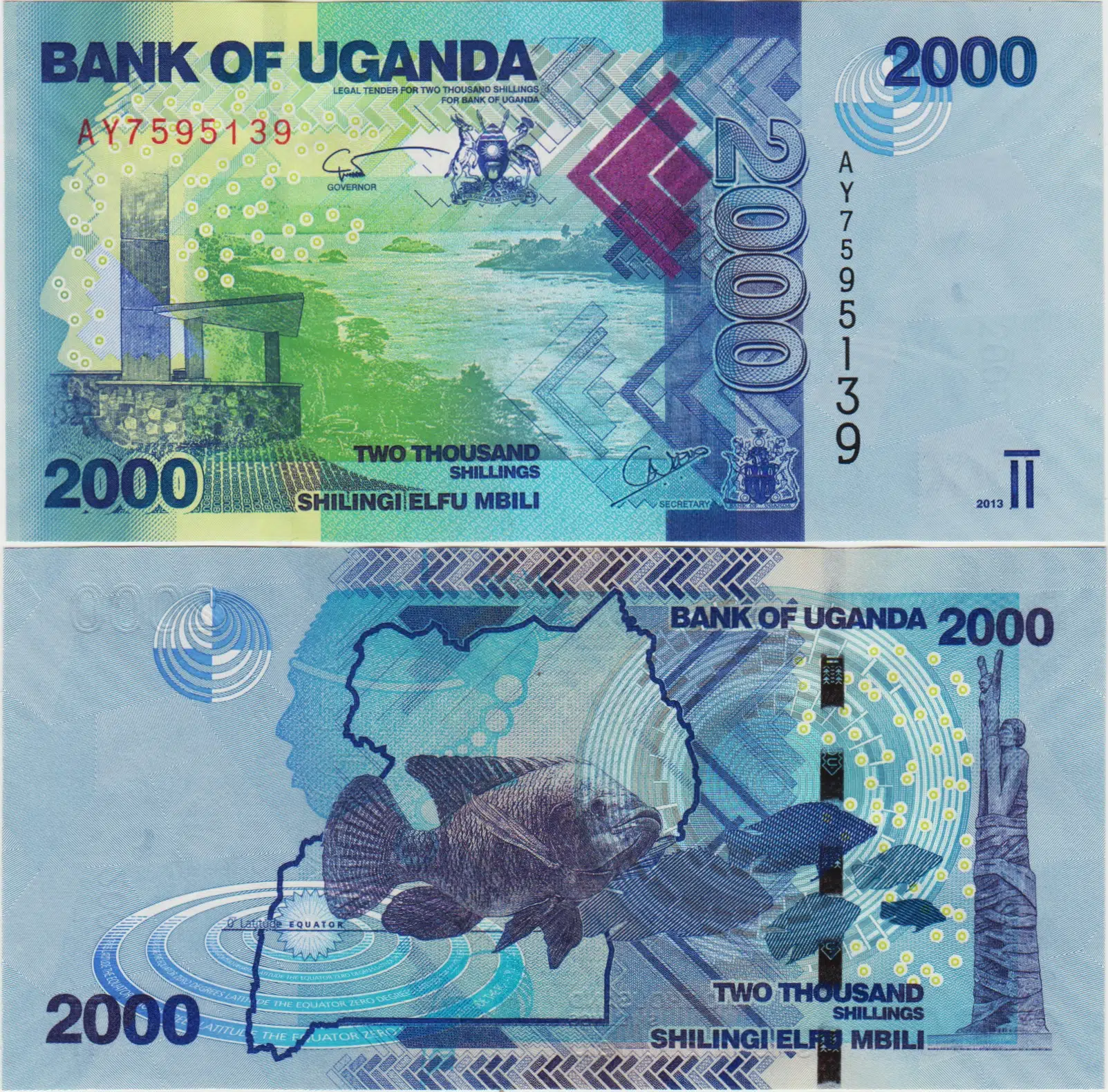 UGANDA 2000 ŞİLİN 2013 ÇİKLİT BALIĞI TEMALI ÇİL.