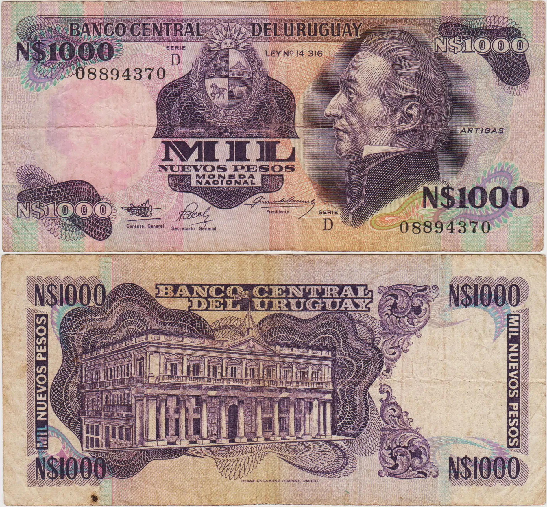 URUGUAY 1000 PESO 1992.