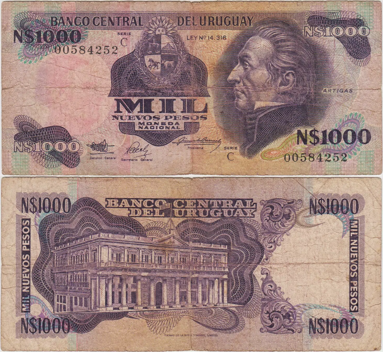 URUGUAY 1000 PESO 1992 TEMİZ.