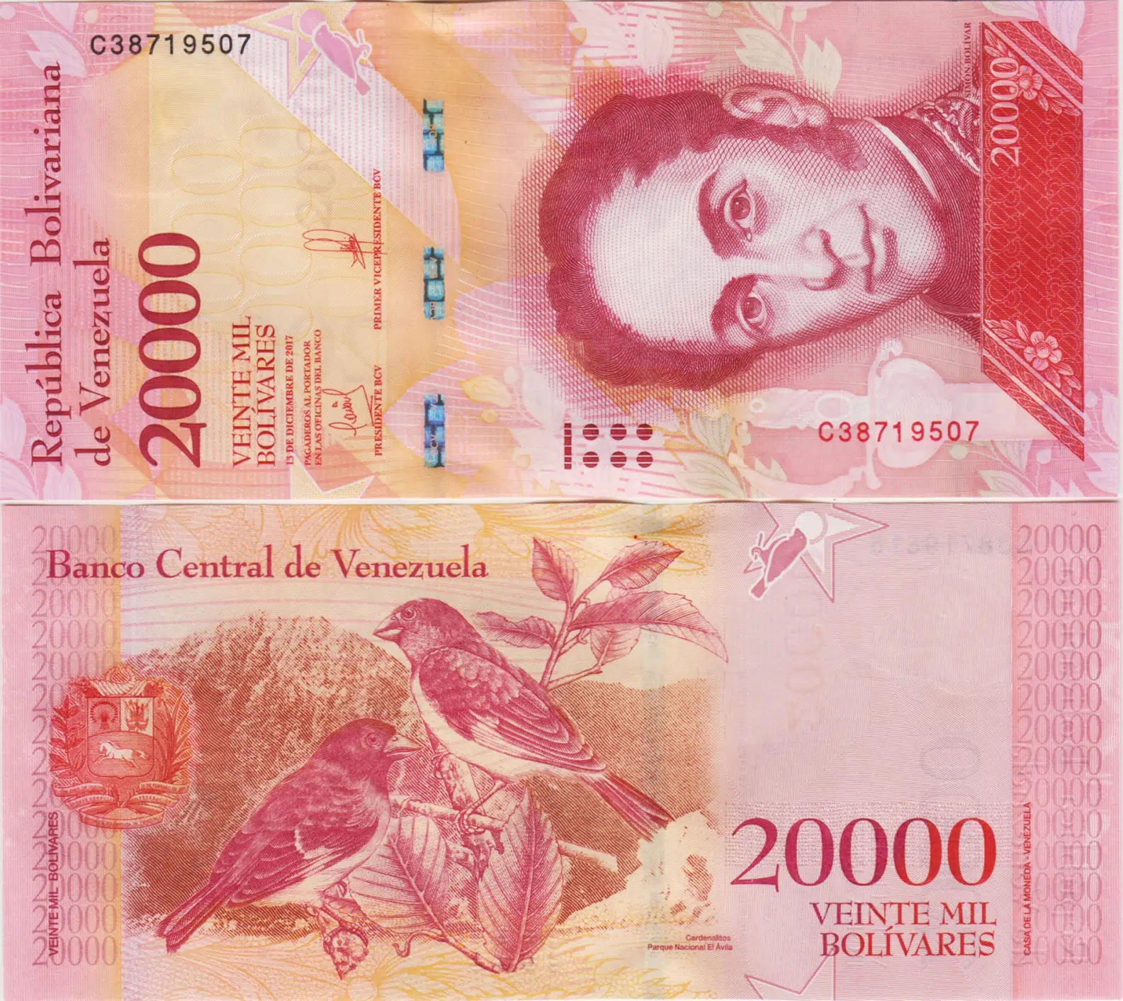  VENEZUELA 20.000 BOLİVAR 2017. ÇİL KONDİSYON.