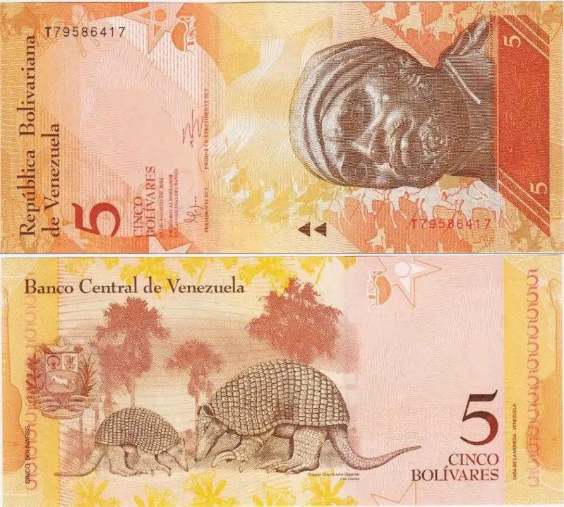 VENEZUELA 5 BOLİVAR 20 MART 2007. ARMADİLLO TEMALI. ÇİL KONDİSYON.