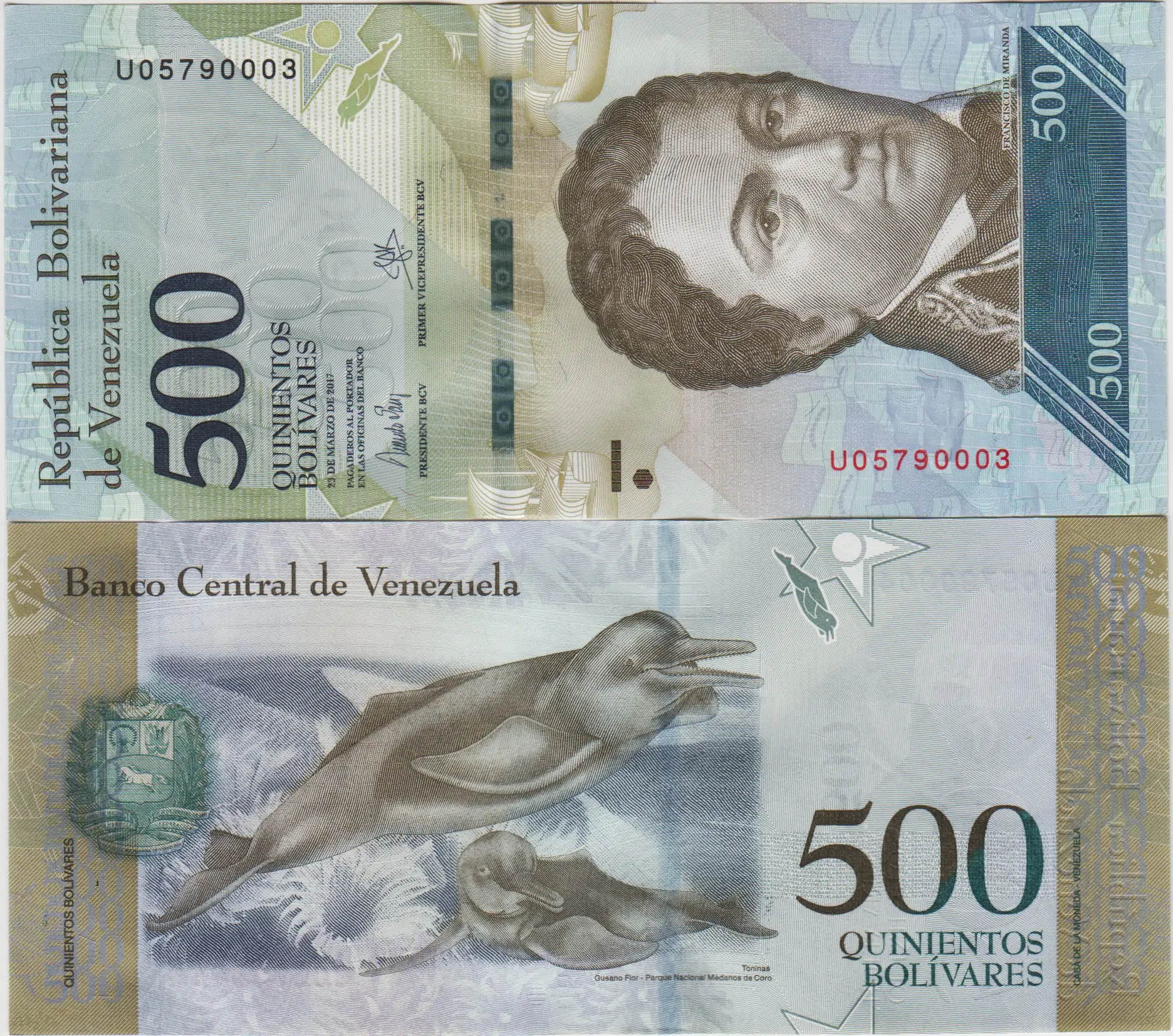 VENEZUELA 500 BOLİVAR 2017 AMAZON NEHİR YUNUSU TEMALI. VENEZUELLA. ÇİL KONDİSYON.