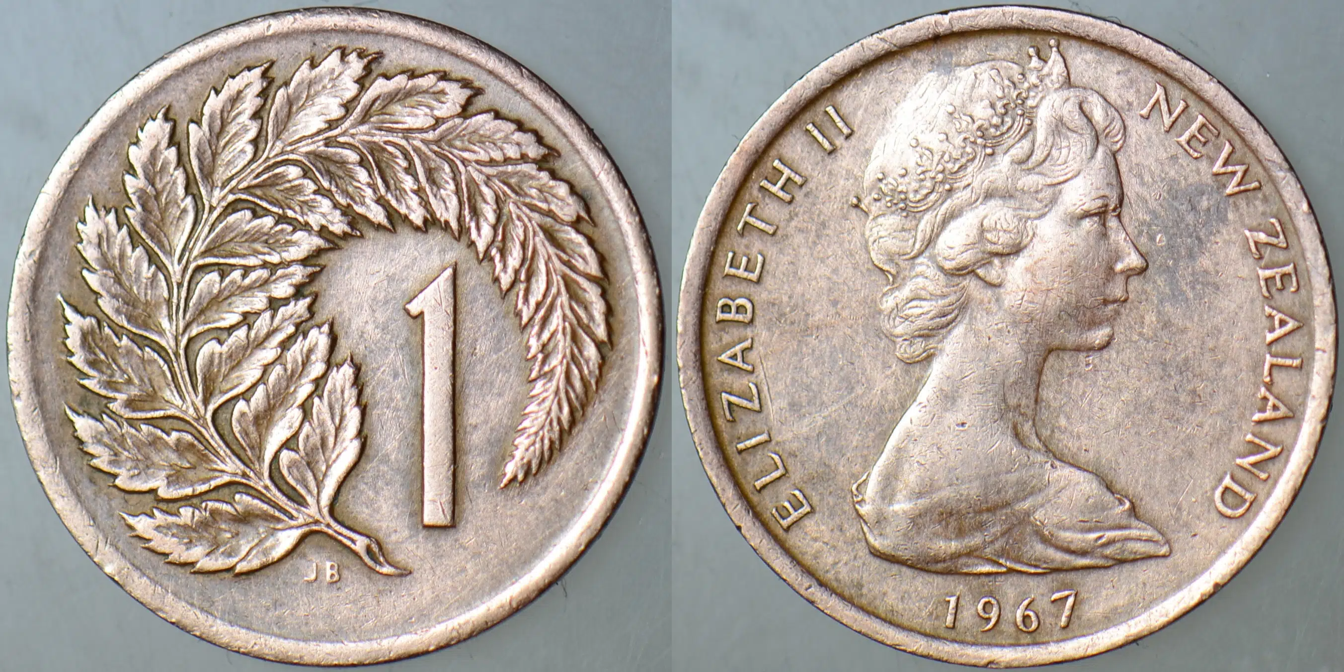 YENİ ZELANDA 1 CENT 1967 KRALİÇE II. ELİZABETH 17,5 mm.