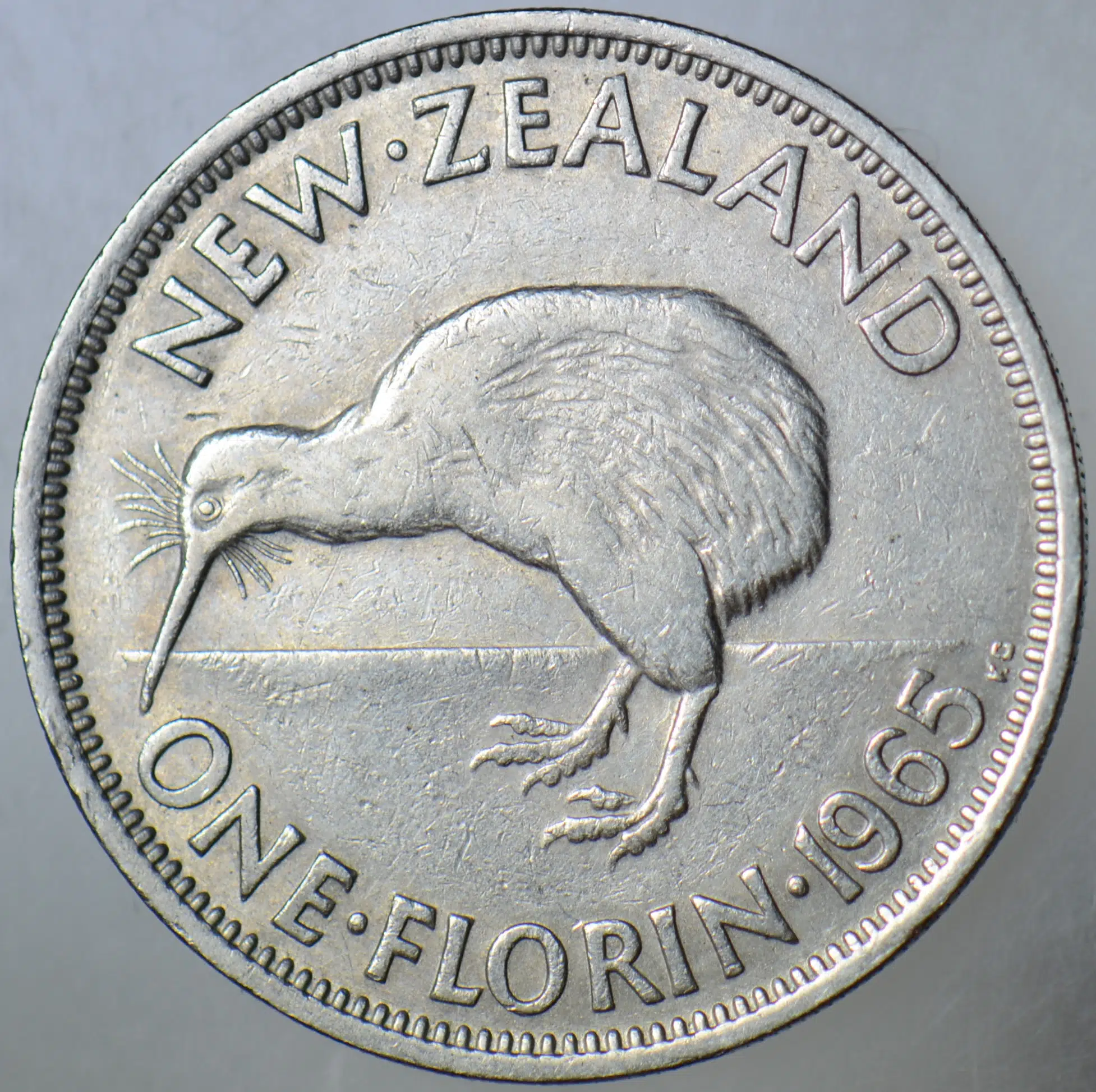 YENİ ZELANDA 1 FLORİN 1965 KRALİÇE II. ELİZABETH-KİWİ 28,58 mm.