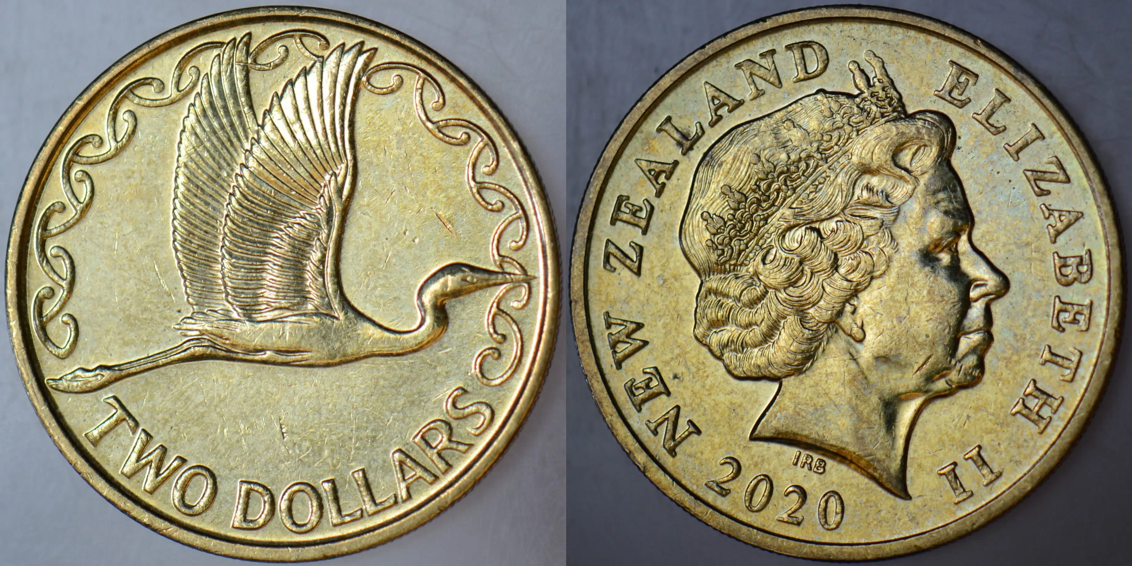 YENİ ZELANDA 2 DOLAR 2020 BÜYÜK AKBALIKÇIL TEMALI. KRALİÇE II. ELİZABETH. ÇİLALTI