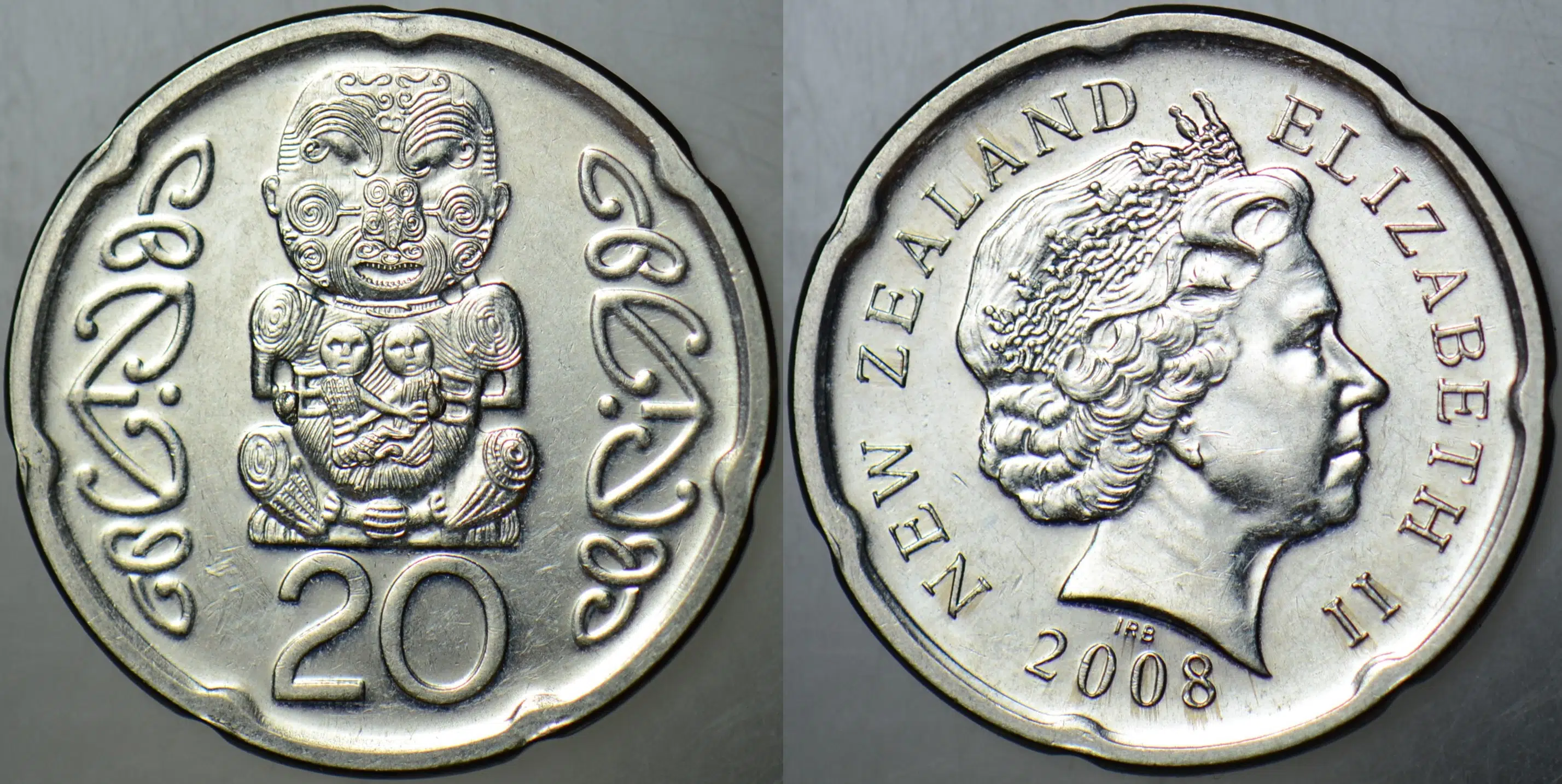 YENİ ZELANDA 20 CENT 2008 KRALİÇE II. ELİZABETH 21,75 mm