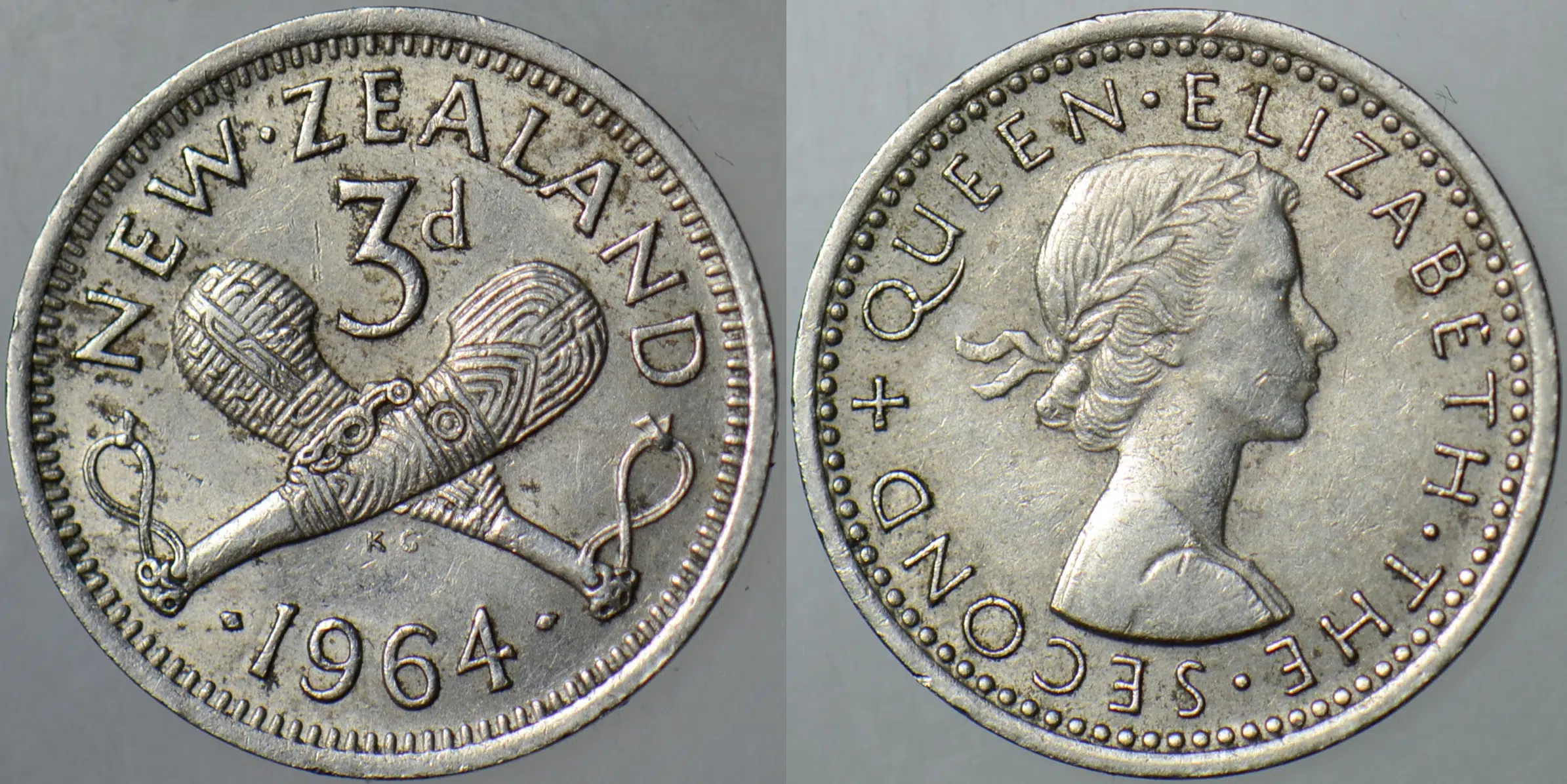 YENİ ZELANDA 3 PENCE 1964 KRALİÇE II. ELİZABETH.