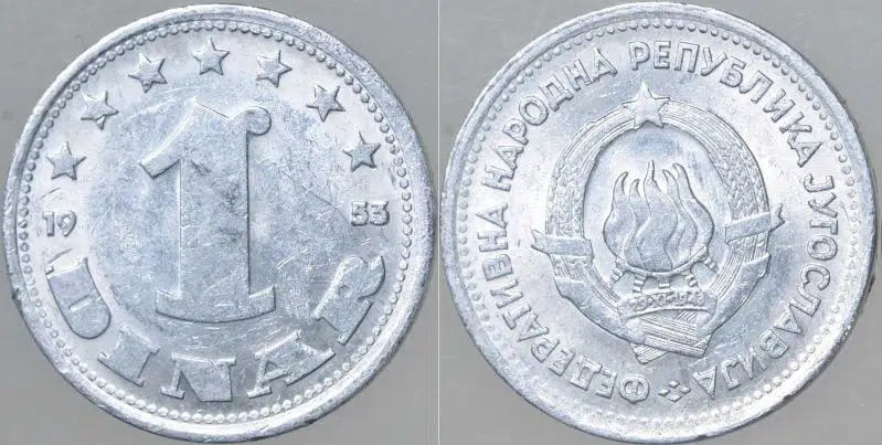 YUGOSLAVYA 1 DİNAR 1953. ÇİLALTI KONDİSYON