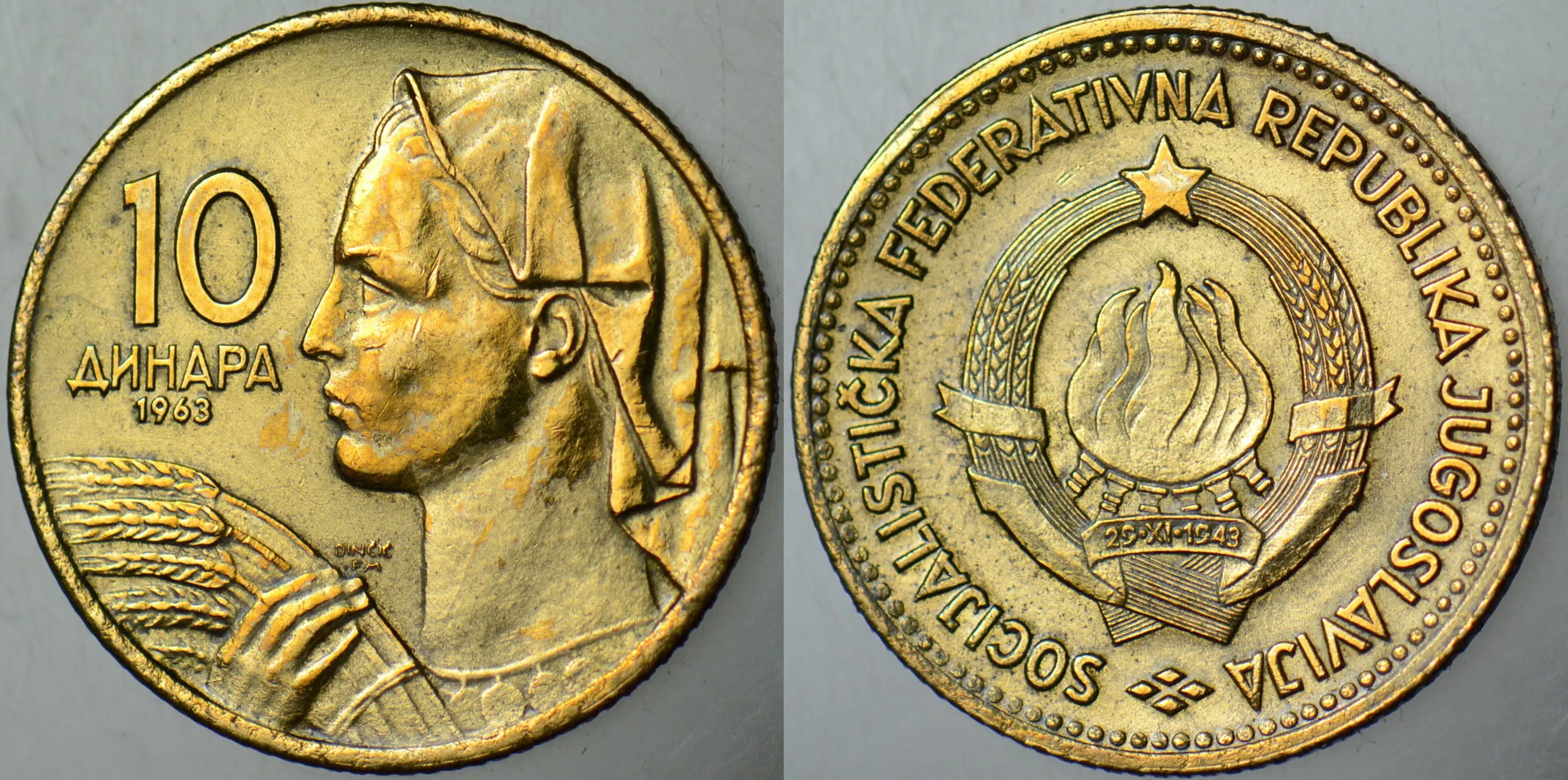 YUGOSLAVYA 10 DİNAR 1963 TİTO DÖNEMİ.