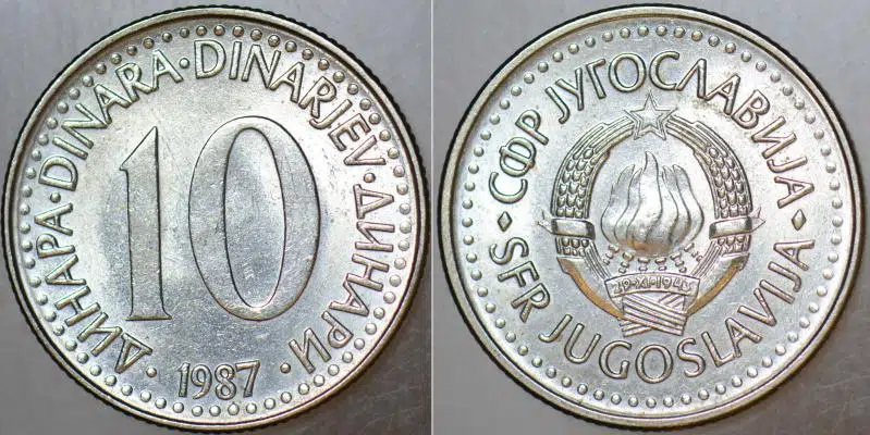 YUGOSLAVYA 10 DİNAR 1987 ÇİLALTI KONDİSYON.