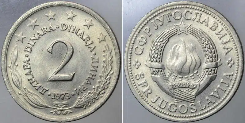 YUGOSLAVYA 2 DİNAR 1973. TİTO DÖNEMİ. ÇİL KONDİSYON.