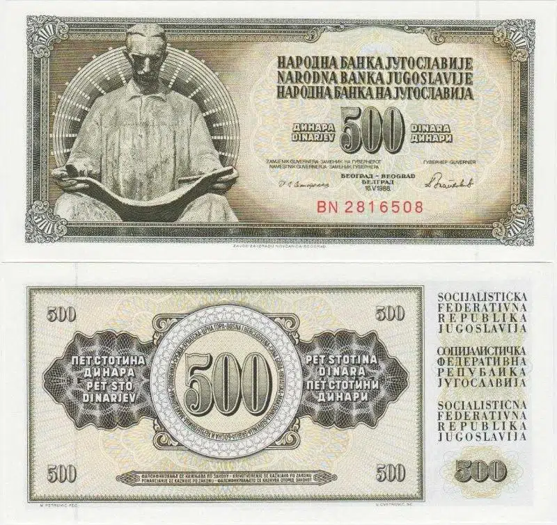 YUGOSLAVYA 500 DİNAR 1986 ÇİL KONDİSYON.