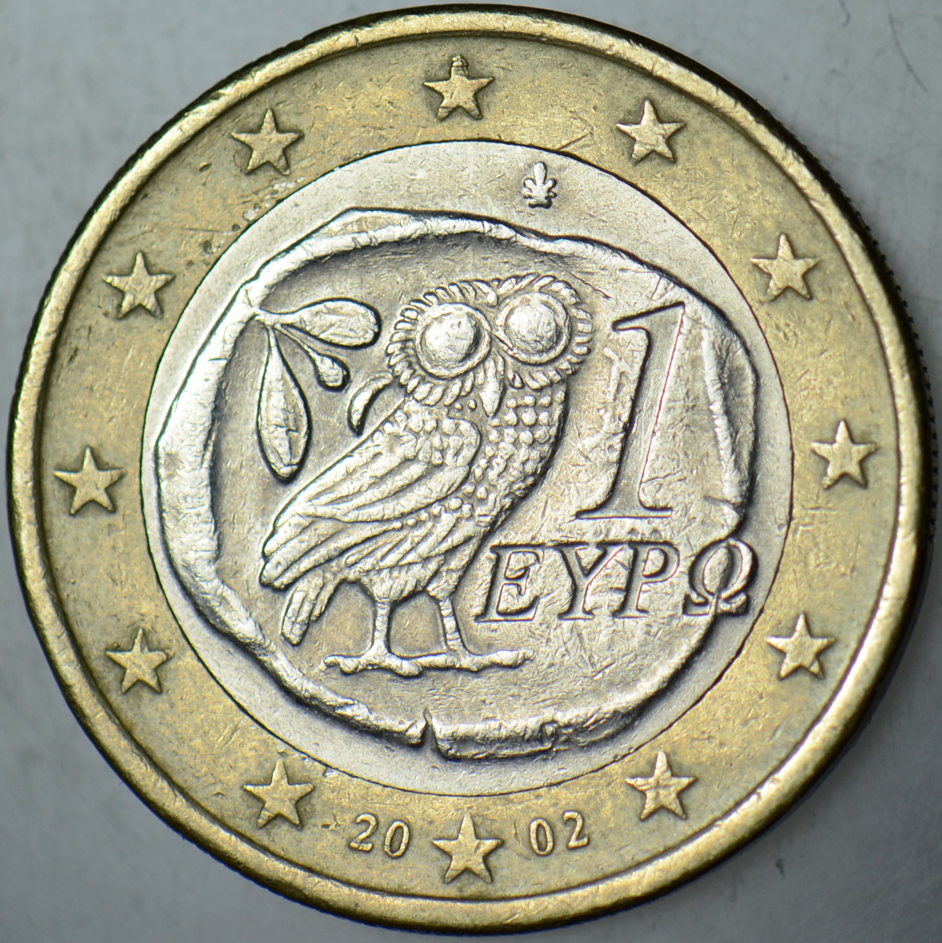 YUNANİSTAN 1 EURO 2002 BAYKUŞ VE ESKİ ATİNA SİKKESİ TEMALI.