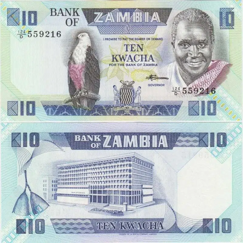 ZAMBİYA 10 KWACHA. ZAMBİYA 1980 - 1988. ÇİL.