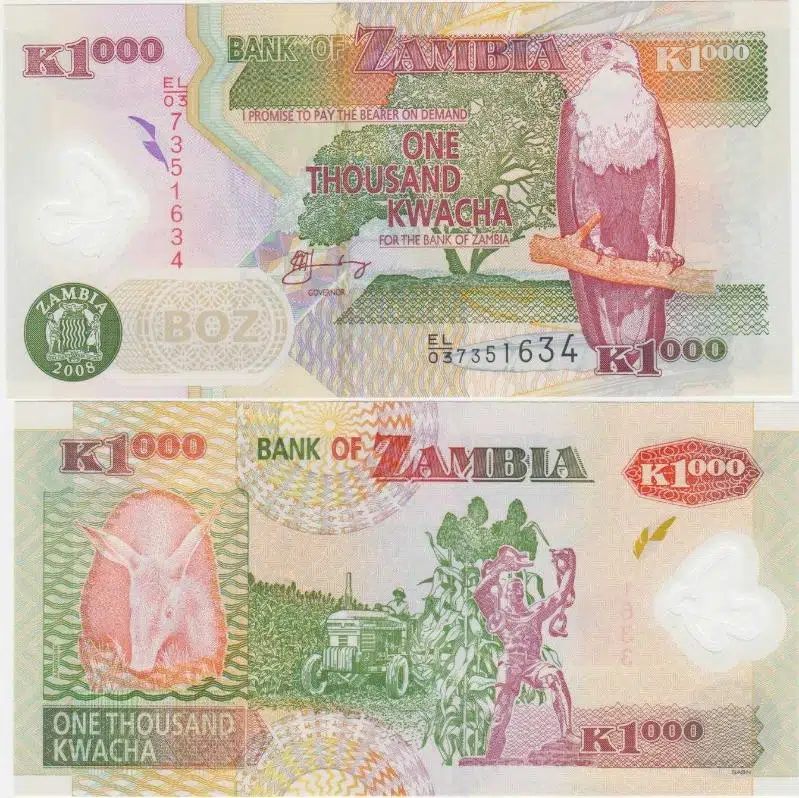 ZAMBİYA 1000 KWACHA 2008 POLİMER PARA. ÇİL KONDİSYON