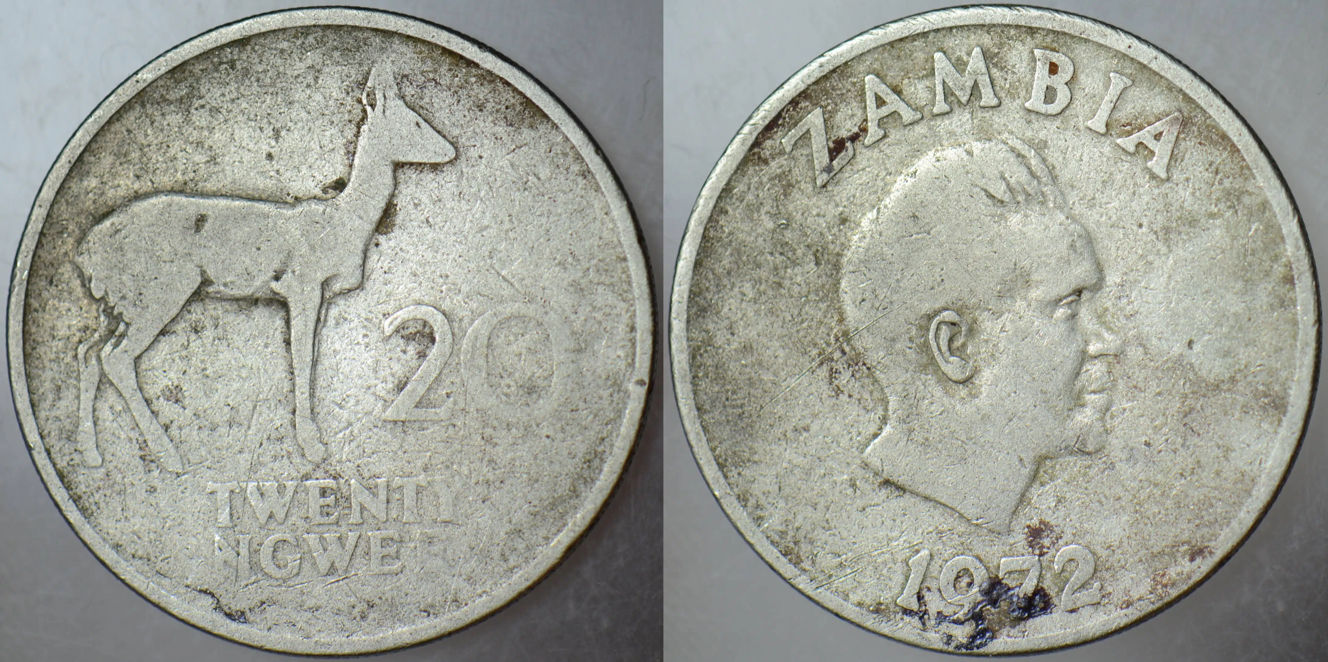 ZAMBİYA 20 NGWEE 1972.