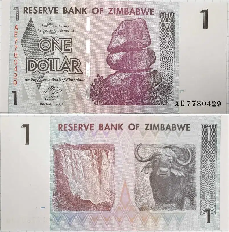 ZİMBABVE 1 DOLAR 2007 AD SERİSİ. ÇİL KONDİSYON