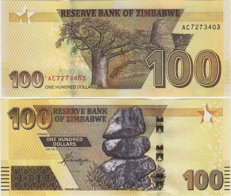 ZİMBABVE 100 DOLAR 2020. ZİMBABWE DOLARI. ÇİL KONDİSYON.