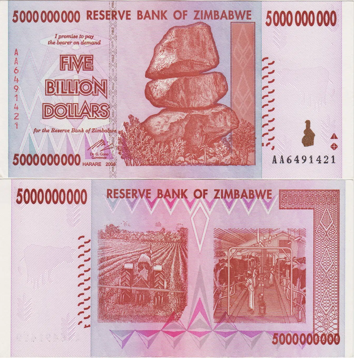 ZİMBABVE 5 MİLYAR DOLAR 2008 ÇİL.